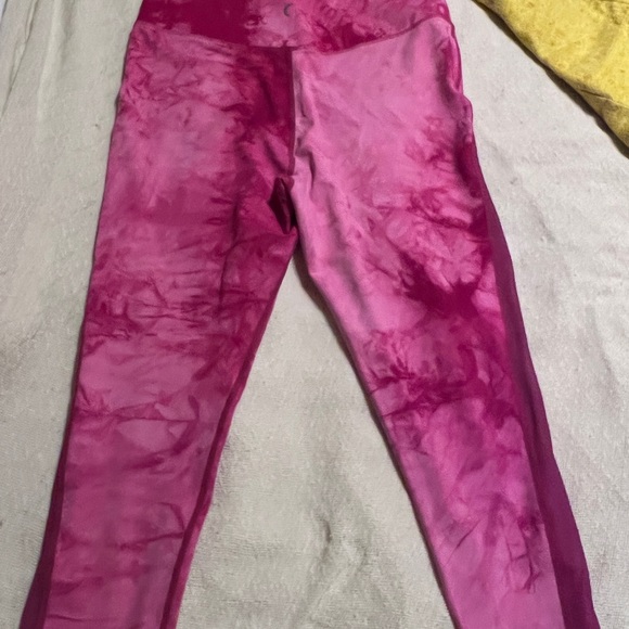 Zyia Active Hendrix Fuschia Pink Tie Dye Mesh Light n Tight Leggings Womens - Picture 4 of 7